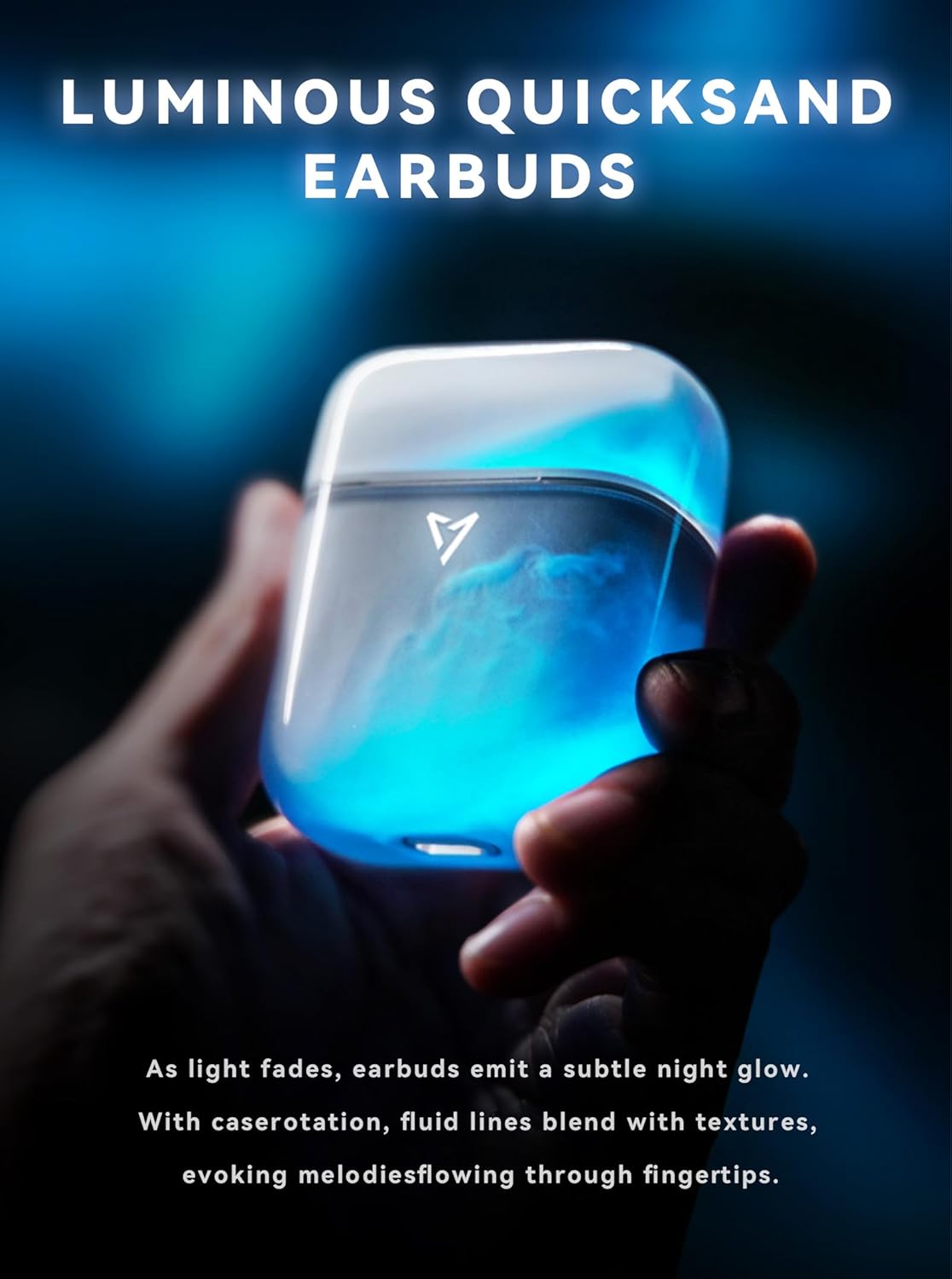 LIUP Wireless Luminous Earbuds LP1 Bluetooth 5.4 Moving Sand Glow in The Dark Earbuds with Wireless Charging Case 32H Playback Ear Buds Stereo Bass Built-in Mic in Ear Earphones for TV Smart Phone